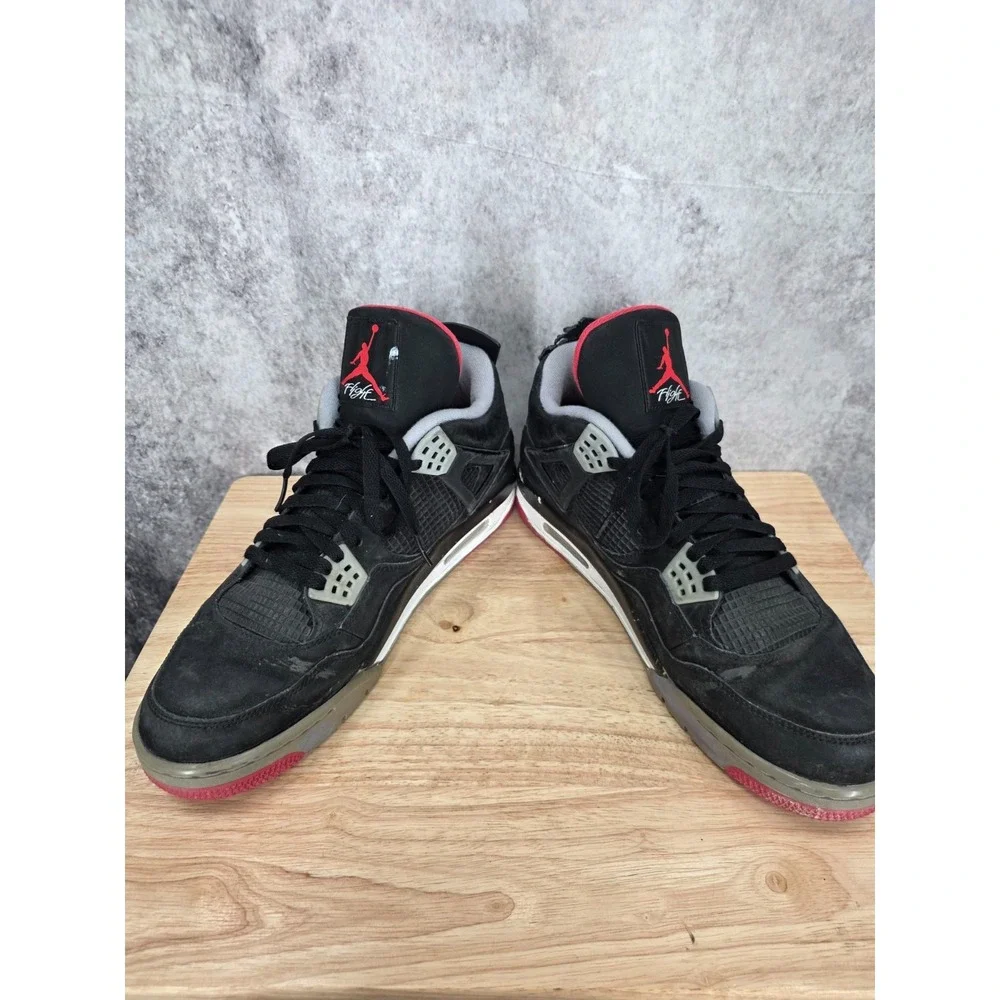 Air Jordan 4 Retro Bred Basketball Shoes Mens 13 Black Cement Sneaker 308497089*